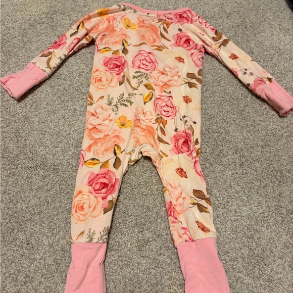Caden Lane Pink Floral Kids Footie - Picture 3 of 3